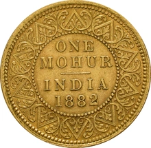 1882 Indian One Mohur Gold Coin C CGS65 GEF MS60-61