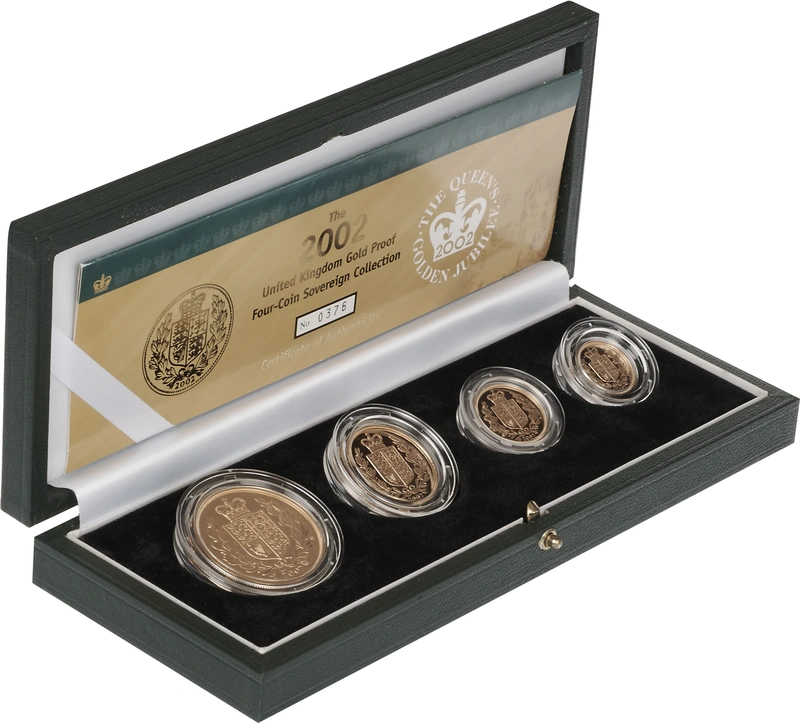 2002 Proof Gold Sovereign 4 Coin Set Boxed