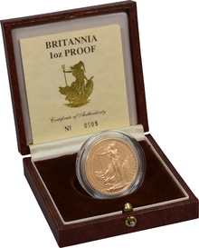 1988 Britannia One Ounce Proof Gold Coin boxed with COA