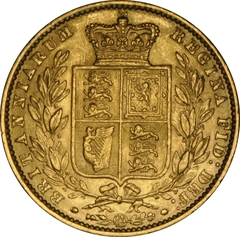 1861 Gold Sovereign Coin Queen Victoria Young Head Shield Back