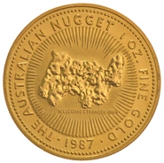 1987 Australian Kangaroo Gold Nugget Coin 1oz