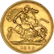1896 Gold Half Sovereign Queen Victoria Old Head