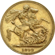 1882 Gold Sovereign Coin Queen Victoria Young Head Sydney