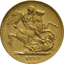 1884 Gold Sovereign Coin Queen Victoria Young Head Sydney