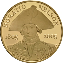 2005 Proof Gold £5 Coin Quintuple Sovereign Horatio Nelson
