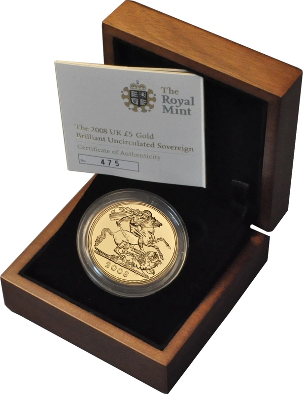 2008 Gold £5 Coin Brilliant Uncirculated Boxed