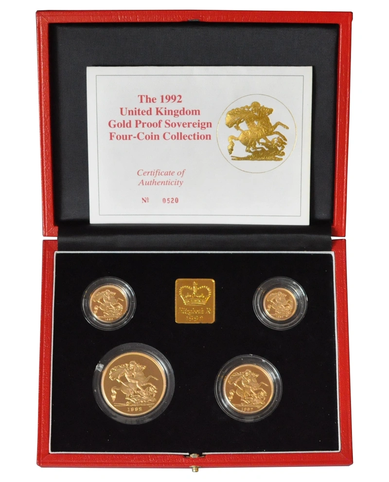 1992 Proof Gold Sovereign 4 Coin Set Boxed
