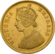 1882 Indian One Mohur Gold Coin C CGS65 GEF MS60-61
