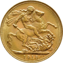 1918 Gold Sovereign Coin George V Melbourne