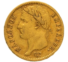 1810 20 French Francs Gold Coin Napoleon I A