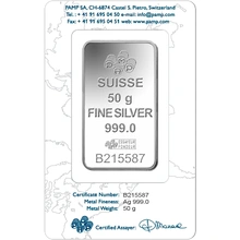 50g Silver Bar PAMP Lady Fortuna Minted