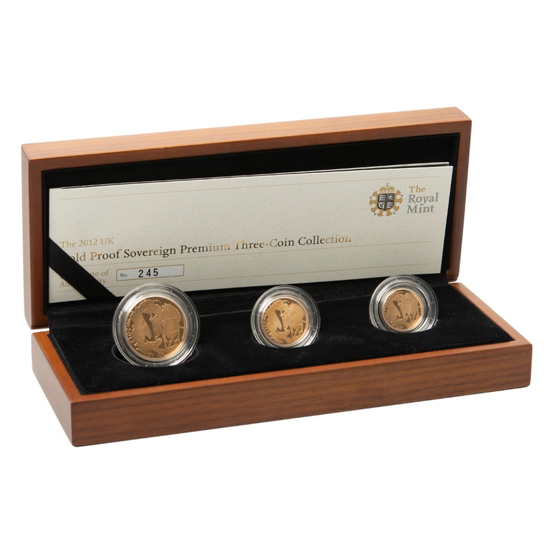 2012 Gold Proof Sovereign Premium Three Coin Set Boxed