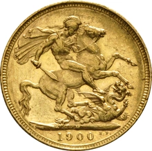 1900 Gold Sovereign Coin Queen Victoria Old Head Melbourne