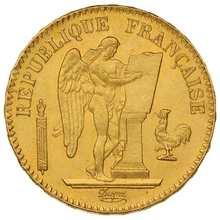 1871 French 20 Francs Gold Coin Guardian Angel A