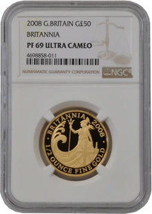 2008 Proof 1/2oz Gold Britannia Coin NGC PF69