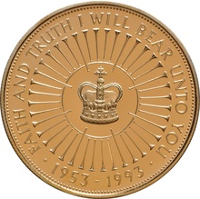 1993 - Gold Five Pound Proof Coin, 40th Anniversary of the Coronation