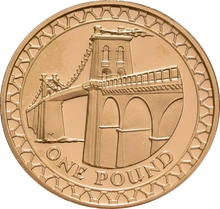 2005 Proof Gold £1 Pound Coin Menai Bridge Boxed