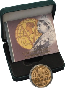 2001 Proof Gold Crown £5 Coin 100th Victoria Anniversary Boxed