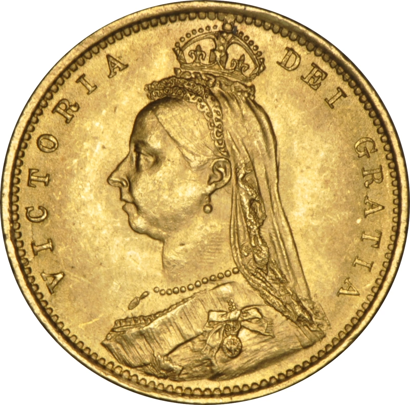 1892 Gold Half Sovereign Queen Victoria Jubilee Head Shield Back NGC MS63