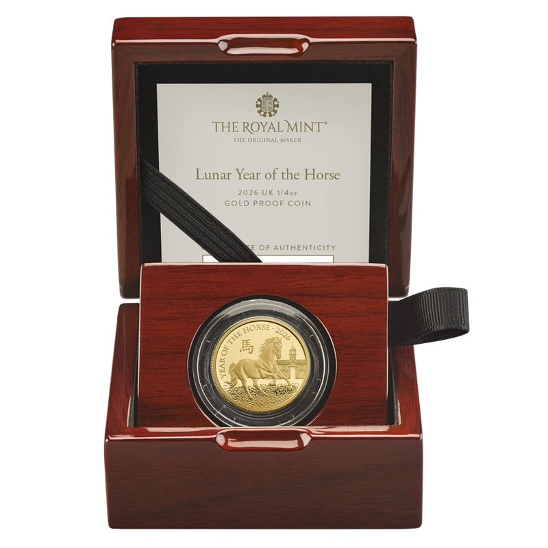 2026 Royal Mint 1/4oz Year of the Horse Proof Gold Coin Boxed