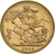 1885 Gold Sovereign Coin Queen Victoria Young Head Sydney