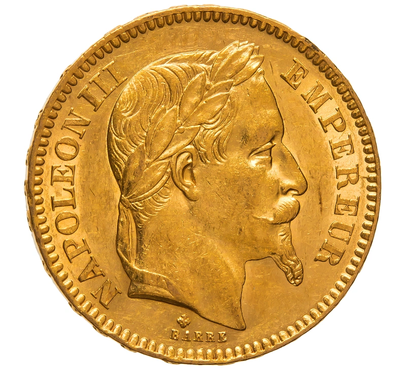 1866 French 20 Francs Gold Coin Napoleon III Laureate Head BB
