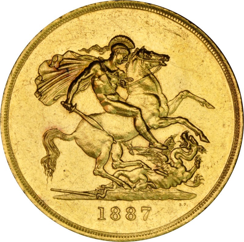 1887 - Victoria Jubilee Gold Five Pound £5 Gold Coin NGC MS60