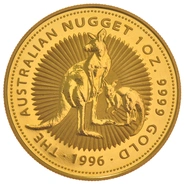 1996 Australian Kangaroo Gold Nugget Coin 1oz