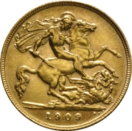 1909 Gold Half Sovereign Edward VII