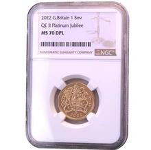 2022 Gold Sovereign Coin Platinum Jubilee MS70 - From €1,236