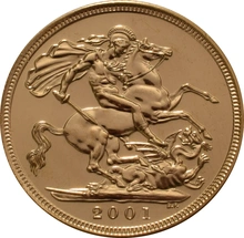 2001 Gold Sovereign Coin Elizabeth II Fourth Head