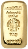 100g Gold Bar Heraeus Cast