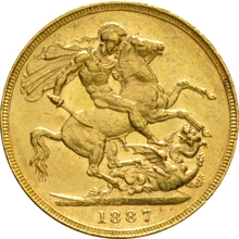 1887 Gold Sovereign Coin Queen Victoria Jubilee Head Melbourne