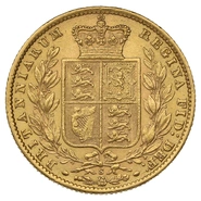 1871 Gold Sovereign Coin Queen Victoria Young Head Shield Back Sydney
