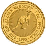1995 Australian Kangaroo Gold Nugget Coin 1oz